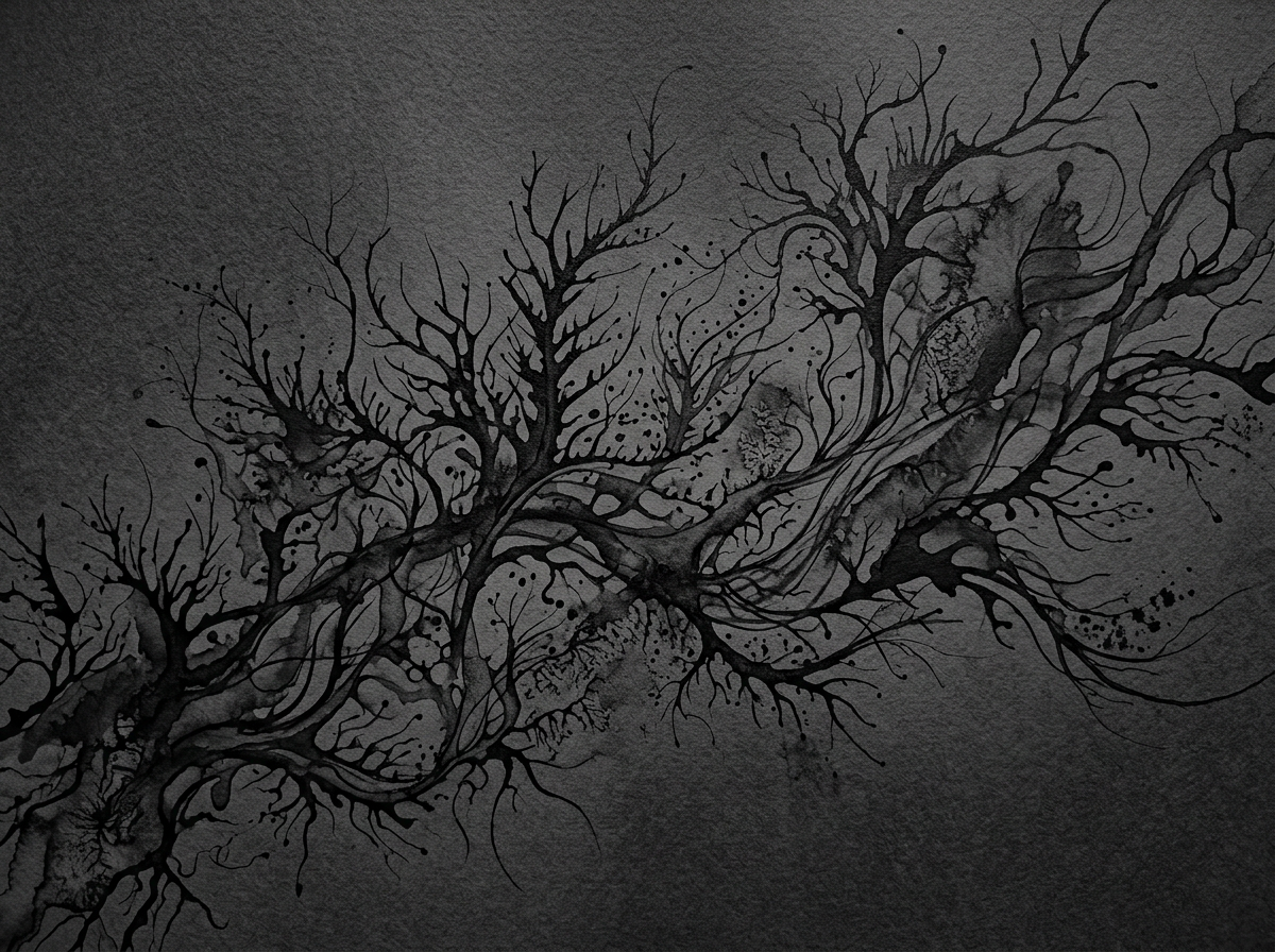 Botanical ink pattern representation of editorial atmosphere