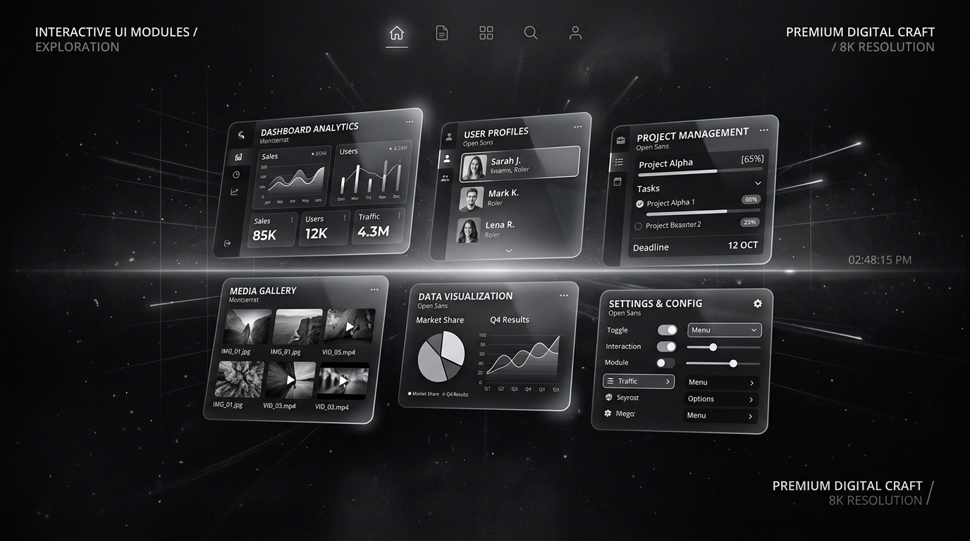 Interactive modules interface showcase